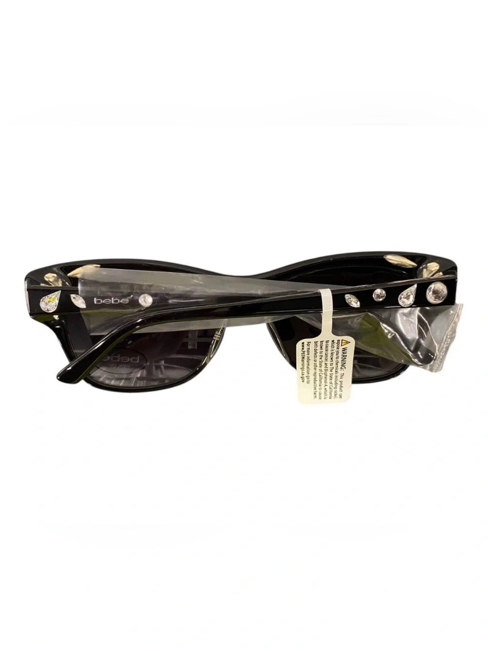 Bebe Phenomenal BB7163 Sunglasses Women's Cat Eye Sawarovski Crystals Black